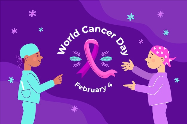 Flat world cancer day background