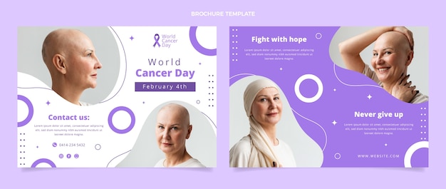 Бесплатное векторное изображение Плоский шаблон брошюры всемирного дня борьбы с раком