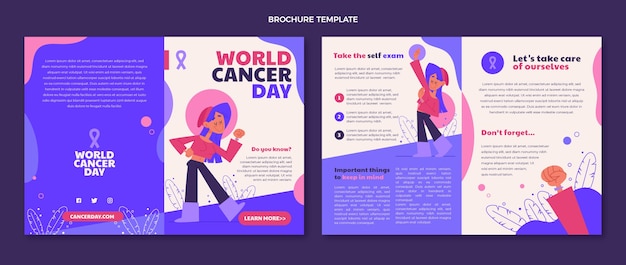 Free vector flat world cancer day brochure template