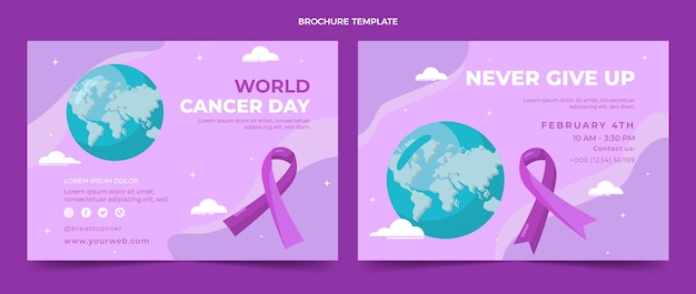 Flat world cancer day brochure template
