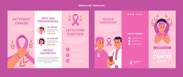 Flat world cancer day brochure template