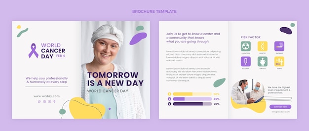 Flat world cancer day brochure template