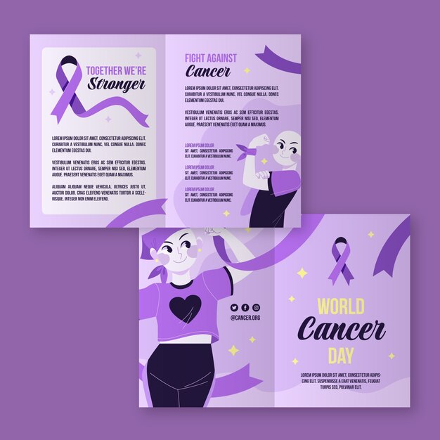 Flat world cancer day brochure template