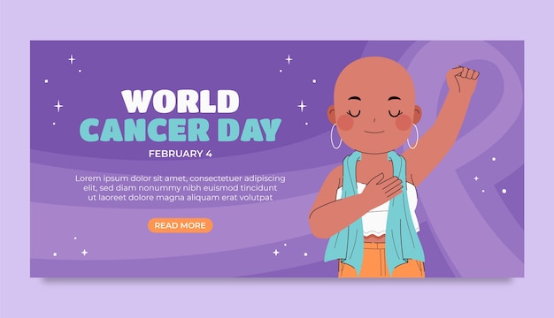 Free vector flat world cancer day horizontal banner template