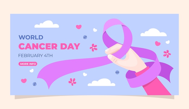 Flat world cancer day horizontal banner template