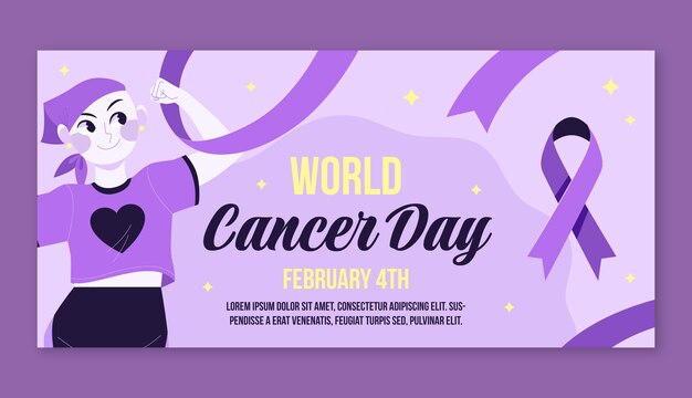 Flat world cancer day horizontal banner template