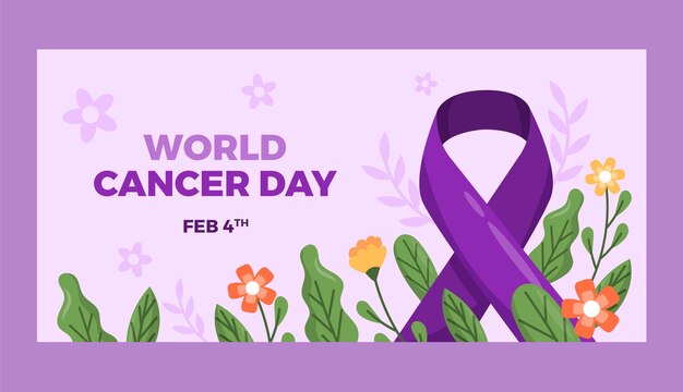 Flat world cancer day horizontal banner template