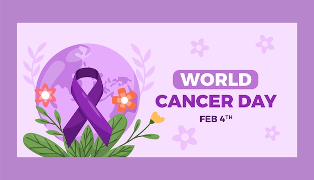 Flat world cancer day horizontal banner template