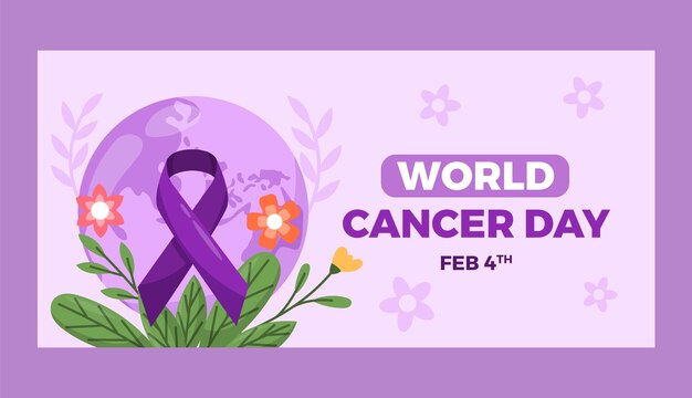 Flat world cancer day horizontal banner template