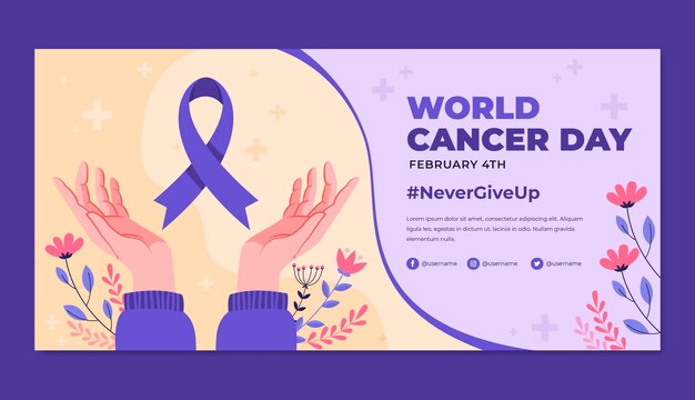 Flat world cancer day horizontal banner template