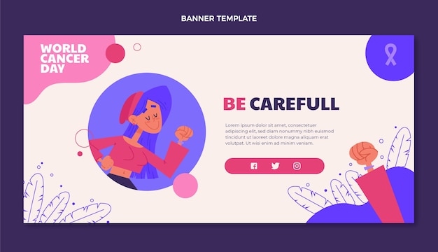 Бесплатное векторное изображение Плоский всемирный день борьбы с раком горизонтальный баннер