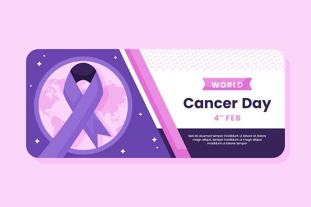 Free vector flat world cancer day horizontal banner