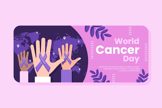 Free vector flat world cancer day horizontal banner