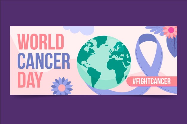 Flat world cancer day horizontal banner