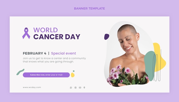 Flat world cancer day horizontal banner