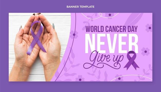 Flat world cancer day horizontal banner