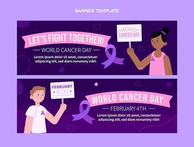 Flat world cancer day horizontal banner