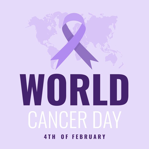 Flat world cancer day illustration