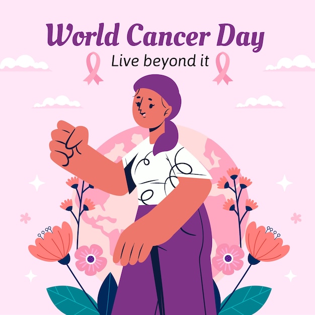 Free vector flat world cancer day illustration