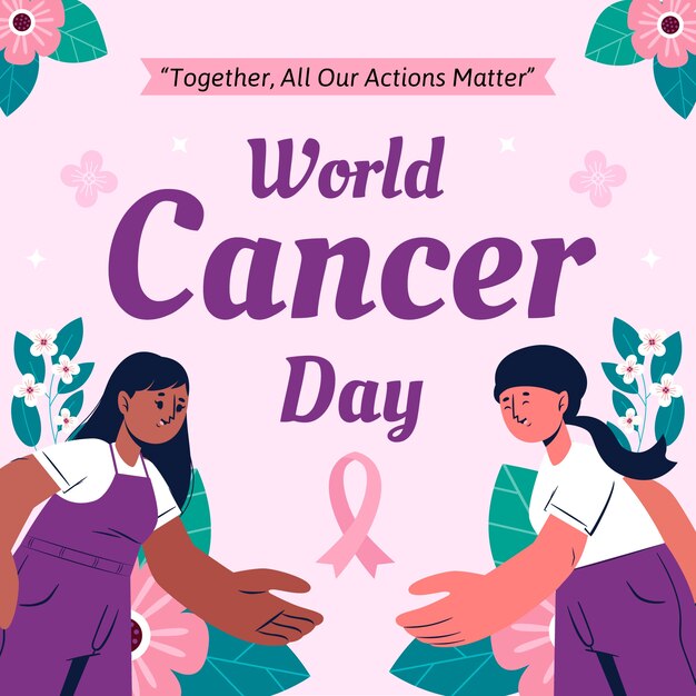 Flat world cancer day illustration