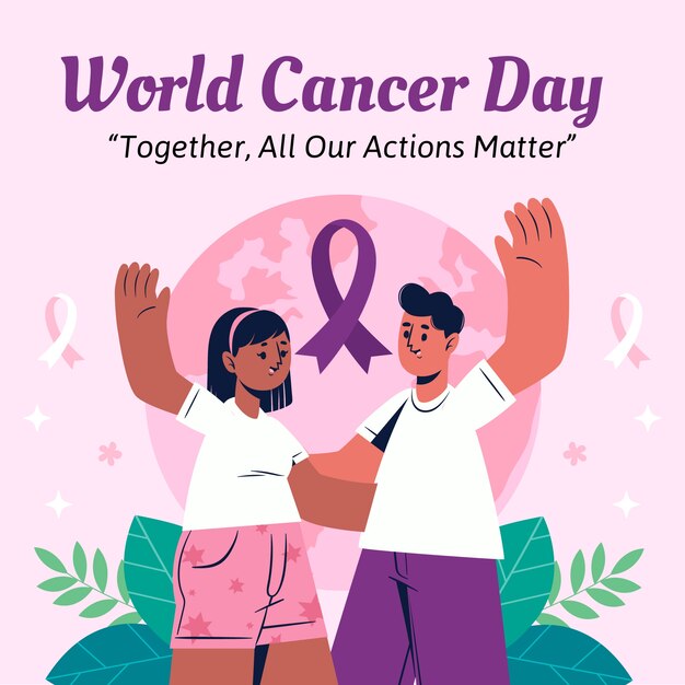 Flat world cancer day illustration