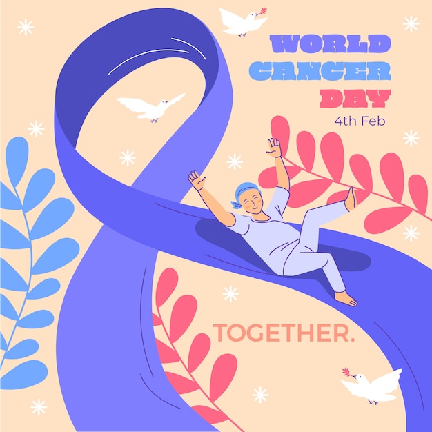 Free vector flat world cancer day illustration