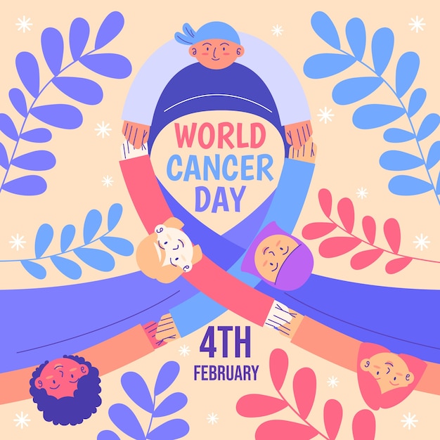 Flat world cancer day illustration