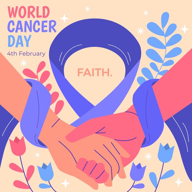 Flat world cancer day illustration