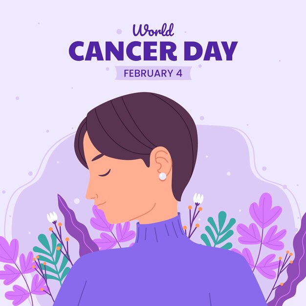 Flat world cancer day illustration