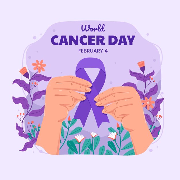 Flat world cancer day illustration