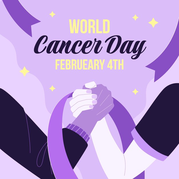 flat world cancer day illustration