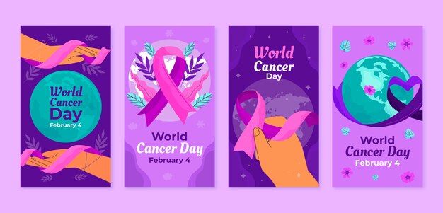 평평한 세계 암의 날 인스타그램 스토리 컬렉션