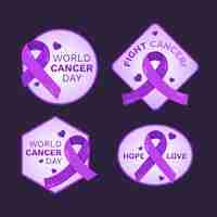 Free vector flat world cancer day labels collection