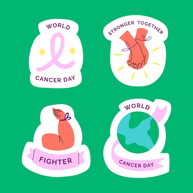 Free vector flat world cancer day labels collection