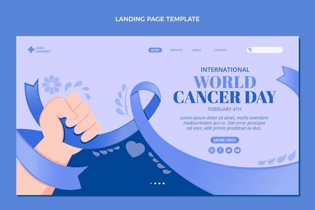 Flat world cancer day landing page template