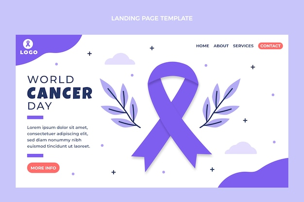 Free vector flat world cancer day landing page template