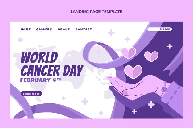 Плоский шаблон целевой страницы всемирного дня борьбы с раком