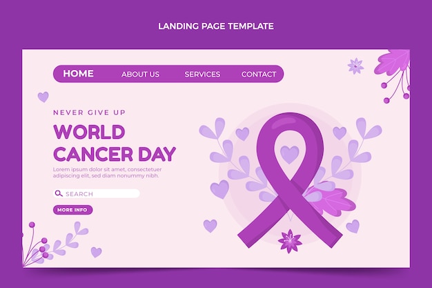 Flat world cancer day landing page template