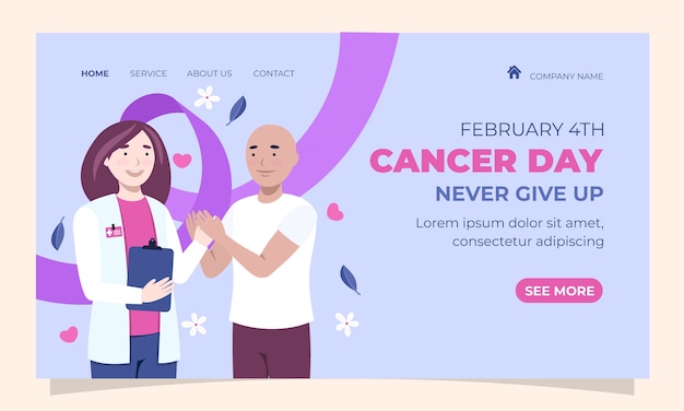 Free vector flat world cancer day landing page template