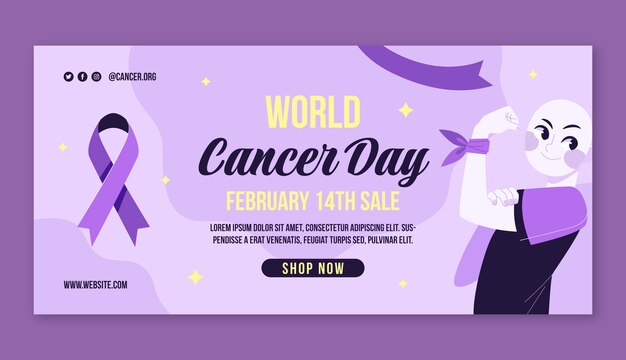 flat world cancer day sale banner template