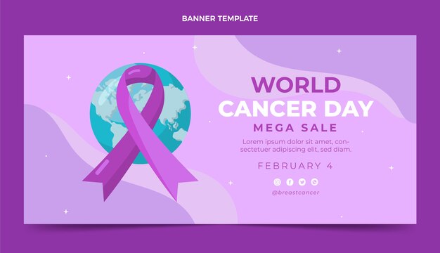 flat world cancer day sale horizontal banner
