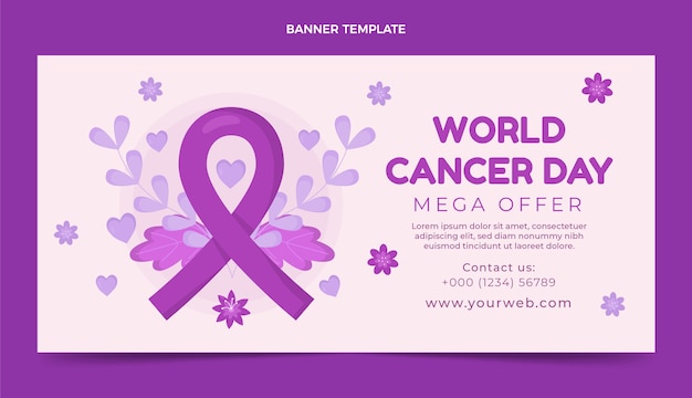 Free vector flat world cancer day sale horizontal banner