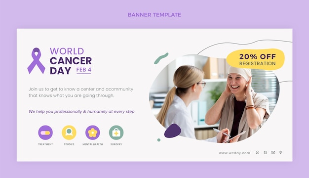 Free vector flat world cancer day sale horizontal banner