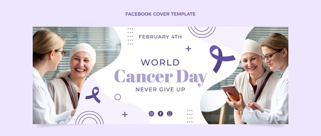 Flat world cancer day social media cover template