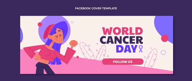 Плоский шаблон обложки в социальных сетях всемирного дня борьбы с раком