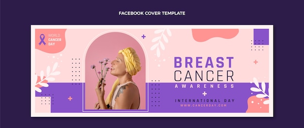 Vettore gratuito modello di copertina dei social media per la giornata mondiale del cancro piatta