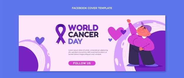 Плоский шаблон обложки в социальных сетях всемирного дня борьбы с раком