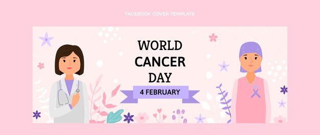 Flat world cancer day social media cover template