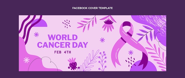 Free vector flat world cancer day social media cover template