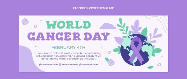 평평한 세계 암의 날 소셜 미디어 표지 템플릿